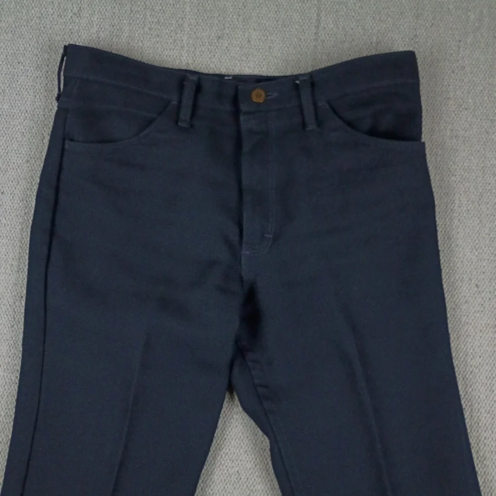 Wrangler Wrancher Action Slacks Men 34x32 Navy Blue Bootcut‎ USA Vintage